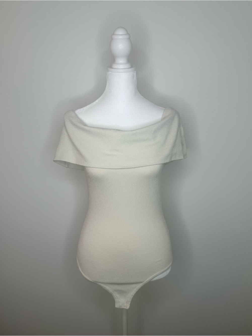 Express Off-the-Shoulder Cream Sweater Bodysuit